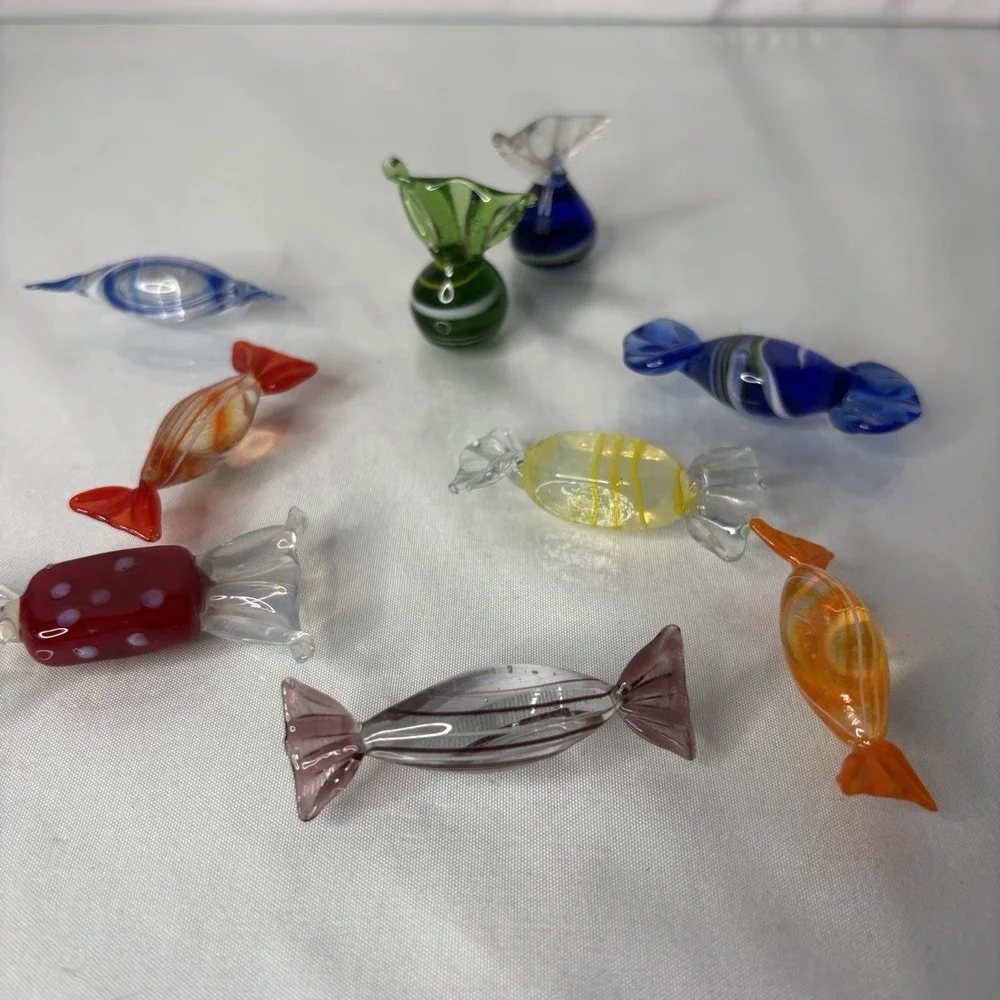 Vntage Moreno Style Glass Candies In A Fostoria Glass Bowl